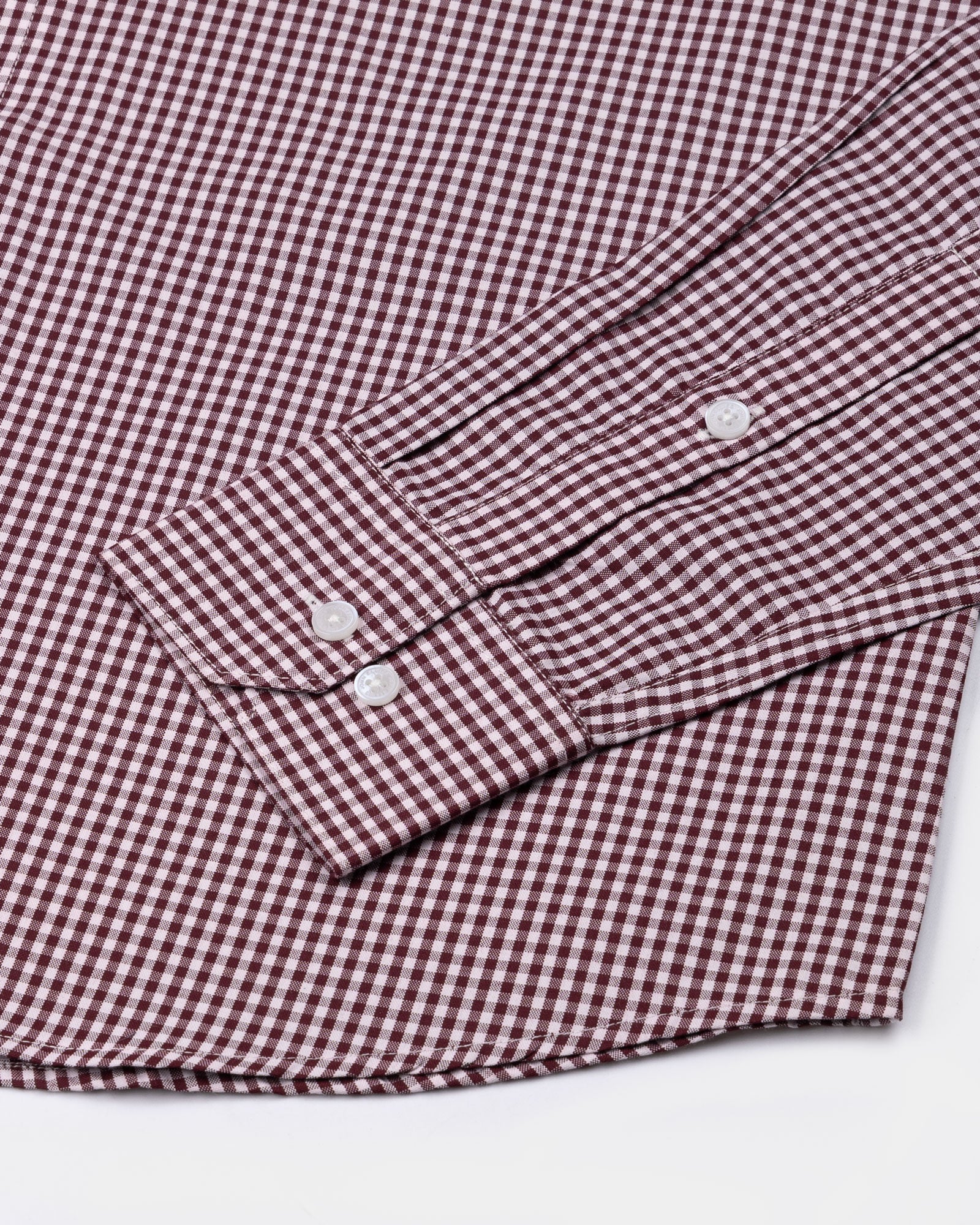 Harmes Maroon Check Oxford Cotton Shirt - John Ellies