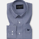 Harmes Navy Blue Check Oxford Cotton Shirt - John Ellies