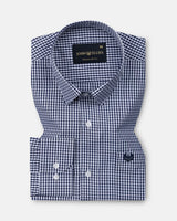 Harmes Navy Blue Check Oxford Cotton Shirt