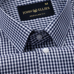 Harmes Navy Blue Check Oxford Cotton Shirt - John Ellies