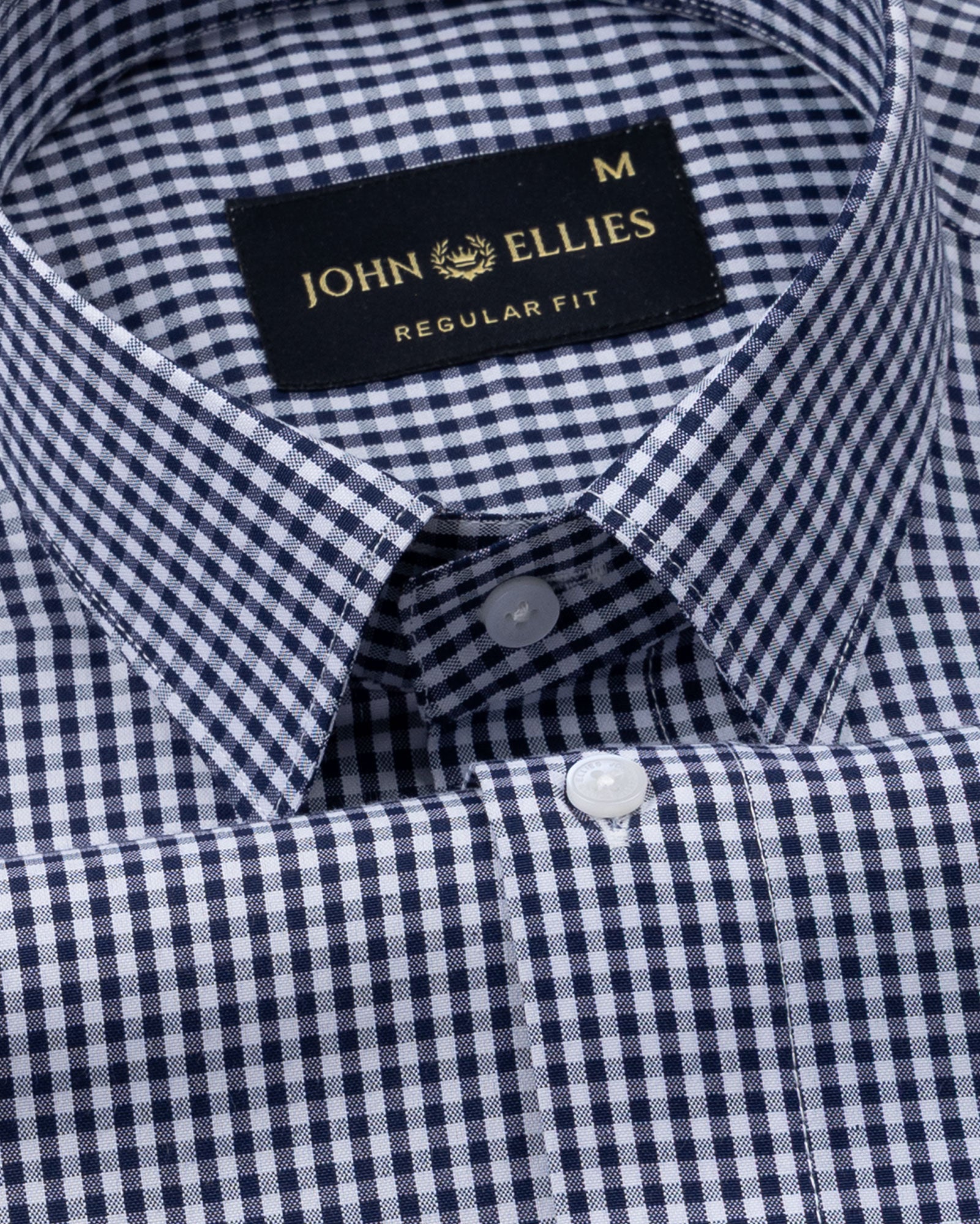 Harmes Navy Blue Check Oxford Cotton Shirt - John Ellies