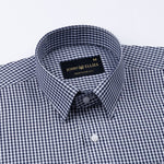 Harmes Navy Blue Check Oxford Cotton Shirt - John Ellies