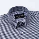 Harmes Navy Blue Check Oxford Cotton Shirt - John Ellies