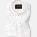 Bellmont White Plain Luxurious Linen Button Down Shirt