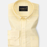 Bellmont Light Yellow Plain Luxurious Linen Button Down Shirt