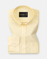 Bellmont Light Yellow Plain Luxurious Linen Button Down Shirt