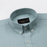 Bellmont Cyan Plain Luxurious Linen Button Down Shirt