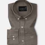 Bellmont Stone Brown Plain Luxurious Linen Button Down Shirt