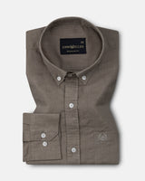 Bellmont Stone Brown Plain Luxurious Linen Button Down Shirt