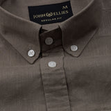 Bellmont Stone Brown Plain Luxurious Linen Button Down Shirt