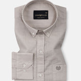 Bellmont Tan Plain Luxurious Linen Button Down Shirt