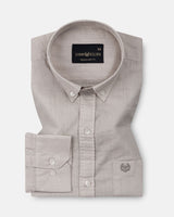 Bellmont Tan Plain Luxurious Linen Button Down Shirt