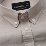 Bellmont Tan Plain Luxurious Linen Button Down Shirt