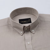 Bellmont Tan Plain Luxurious Linen Button Down Shirt