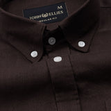 Bellmont Brown Plain Luxurious Linen Button Down Shirt