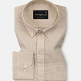 Bellmont Cream Plain Luxurious Linen Button Down Shirt
