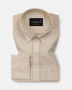 Bellmont Cream Plain Luxurious Linen Button Down Shirt - John Ellies
