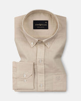 Bellmont Cream Plain Luxurious Linen Button Down Shirt