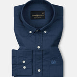 Bellmont Navy Blue Plain Luxurious Linen Button Down Shirt