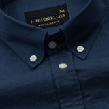 Bellmont Navy Blue Plain Luxurious Linen Button Down Shirt