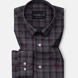 Siena Tan & Maroon Check Cotton Shirt