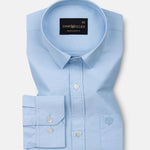 Vicenza Sky Blue Plain Oxford Cotton Shirt - John Ellies