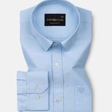 Vicenza Sky Blue Plain Oxford Cotton Shirt - John Ellies