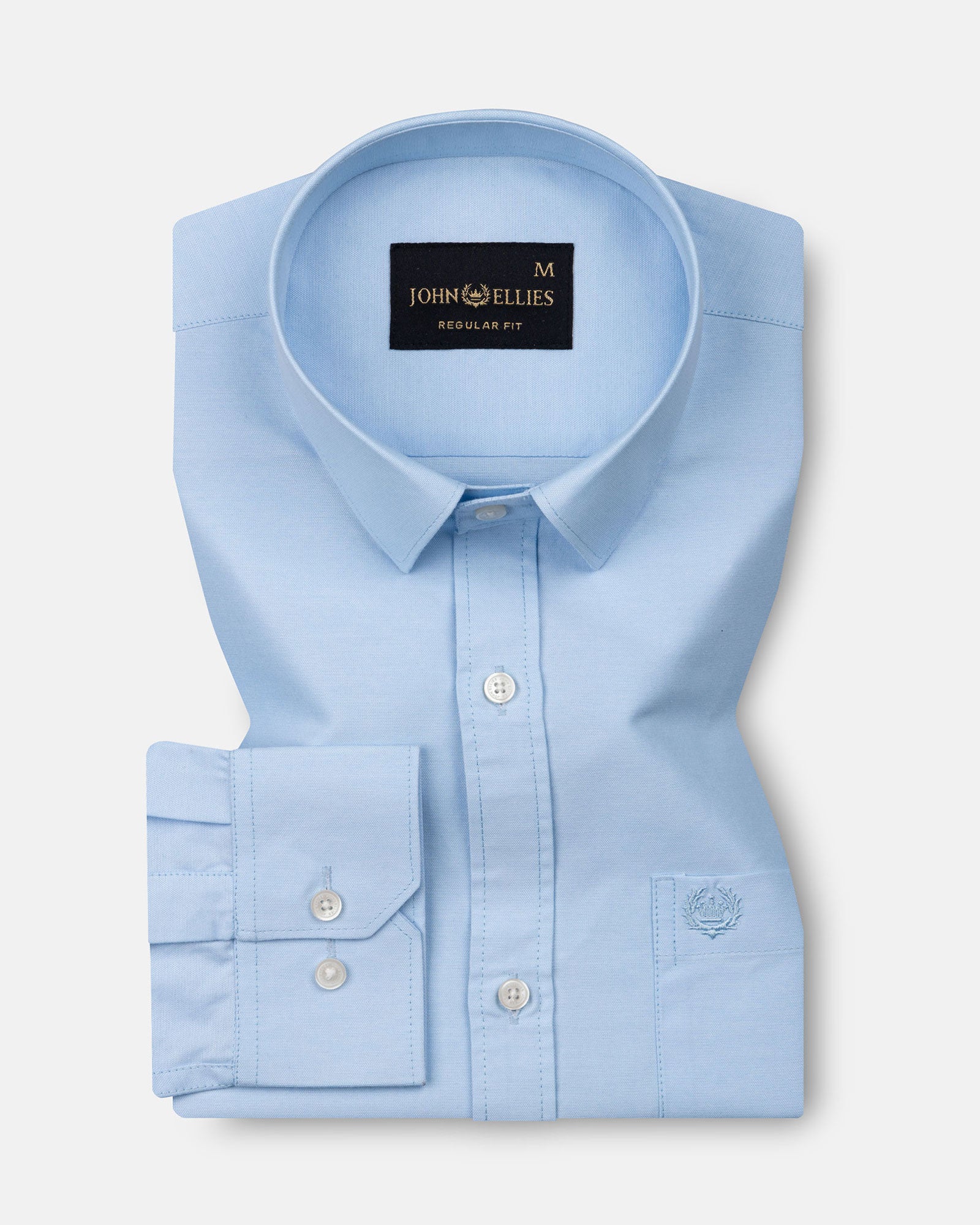 Vicenza Sky Blue Plain Oxford Cotton Shirt - John Ellies
