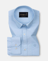 Vicenza Sky Blue Plain Oxford Cotton Shirt