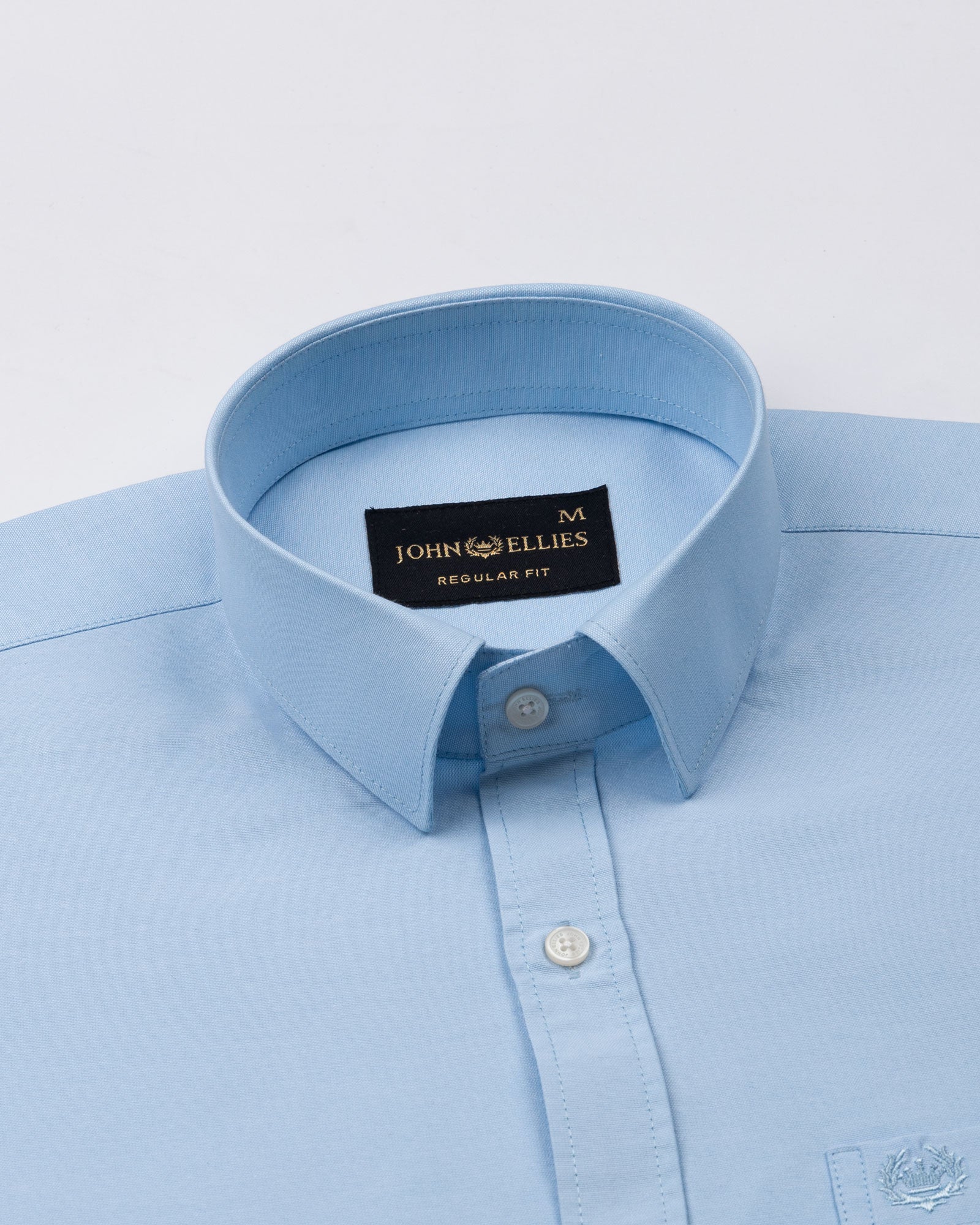 Vicenza Sky Blue Plain Oxford Cotton Shirt - John Ellies