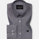 Vicenza Jet Black Plain Oxford Cotton Shirt - John Ellies