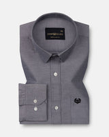 Vicenza Jet Black Plain Oxford Cotton Shirt
