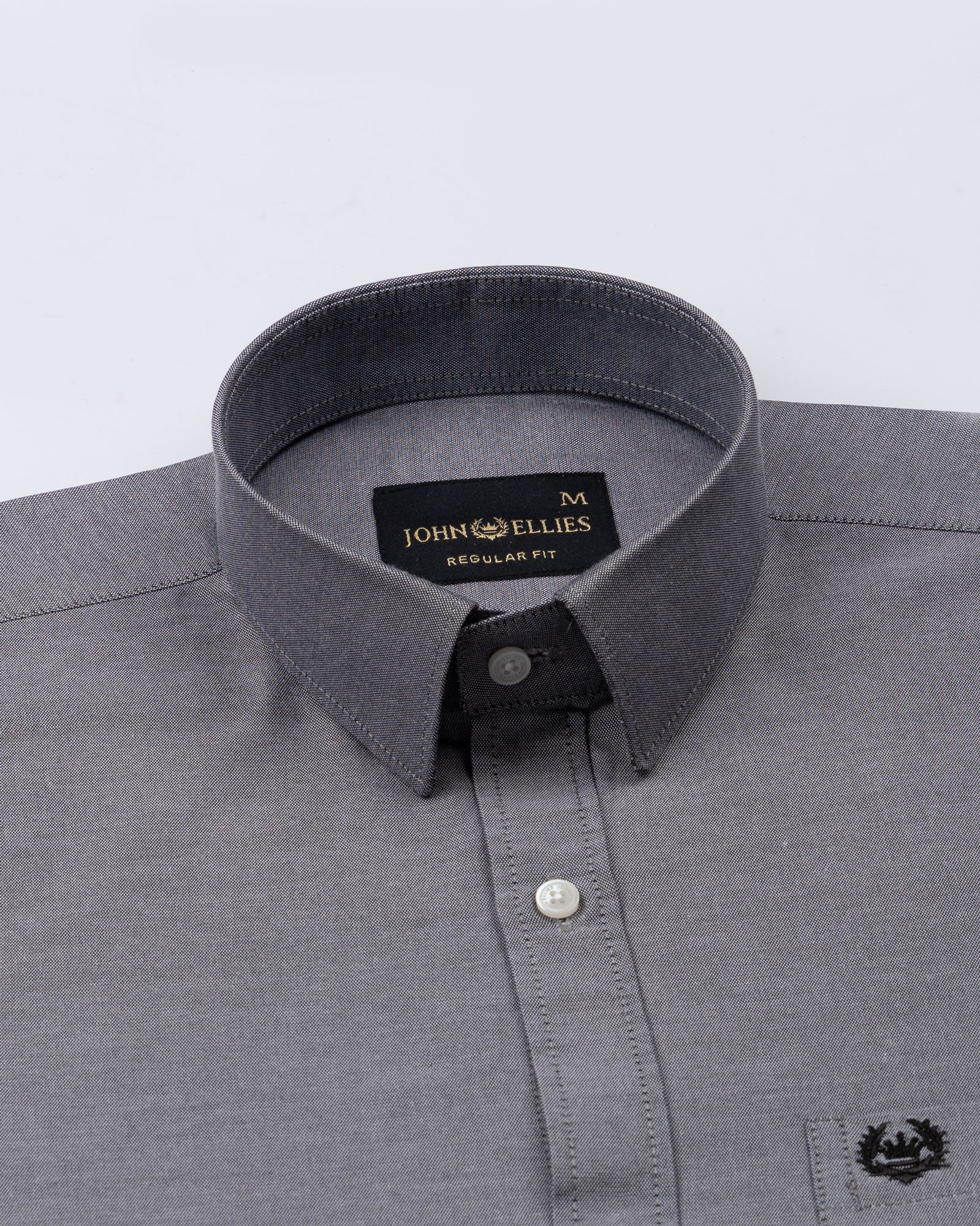 Vicenza Jet Black Plain Oxford Cotton Shirt - John Ellies