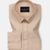 Vicenza Sand Beige Plain Oxford Cotton Shirt