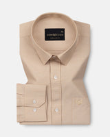 Vicenza Sand Beige Plain Oxford Cotton Shirt