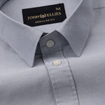 Vicenza Silver Plain Oxford Cotton Shirt - John Ellies