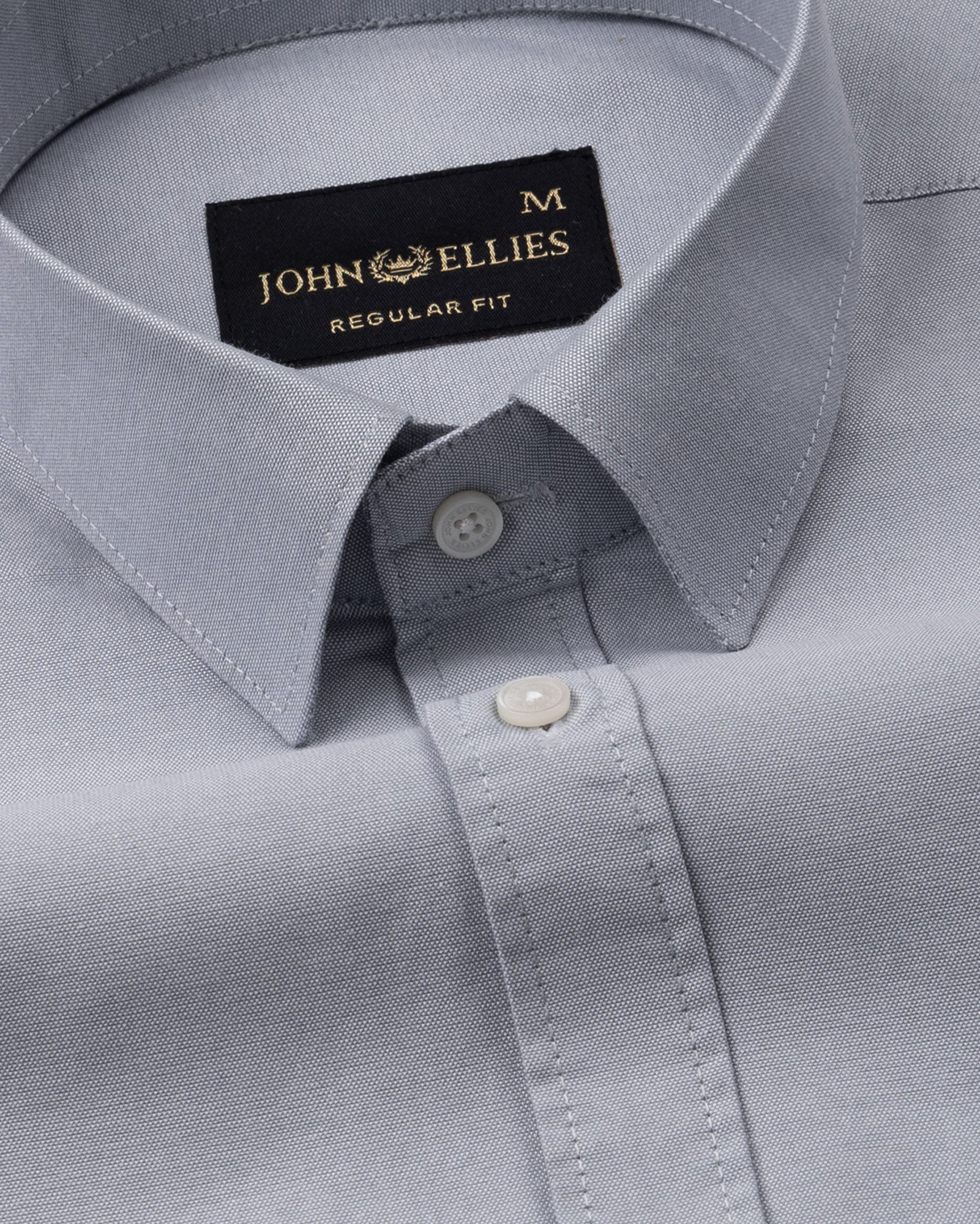 Vicenza Silver Plain Oxford Cotton Shirt - John Ellies