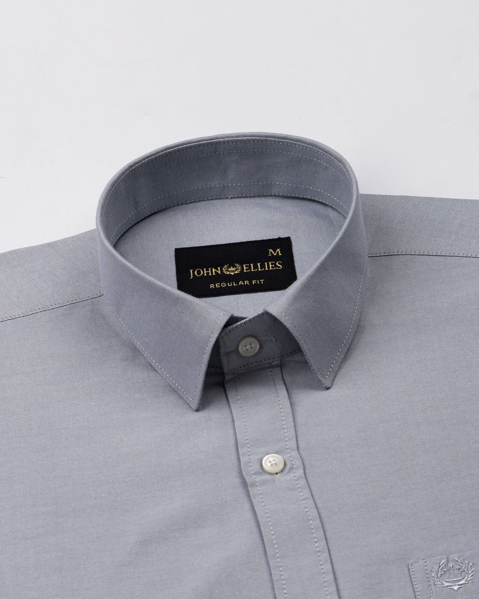 Vicenza Silver Plain Oxford Cotton Shirt - John Ellies