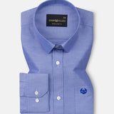 Vicenza Blue Plain Oxford Cotton Shirt - John Ellies