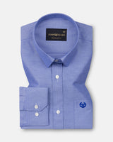 Vicenza Blue Plain Oxford Cotton Shirt