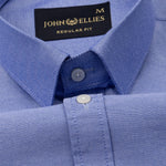 Vicenza Blue Plain Oxford Cotton Shirt - John Ellies