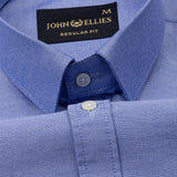 Vicenza Blue Plain Oxford Cotton Shirt - John Ellies