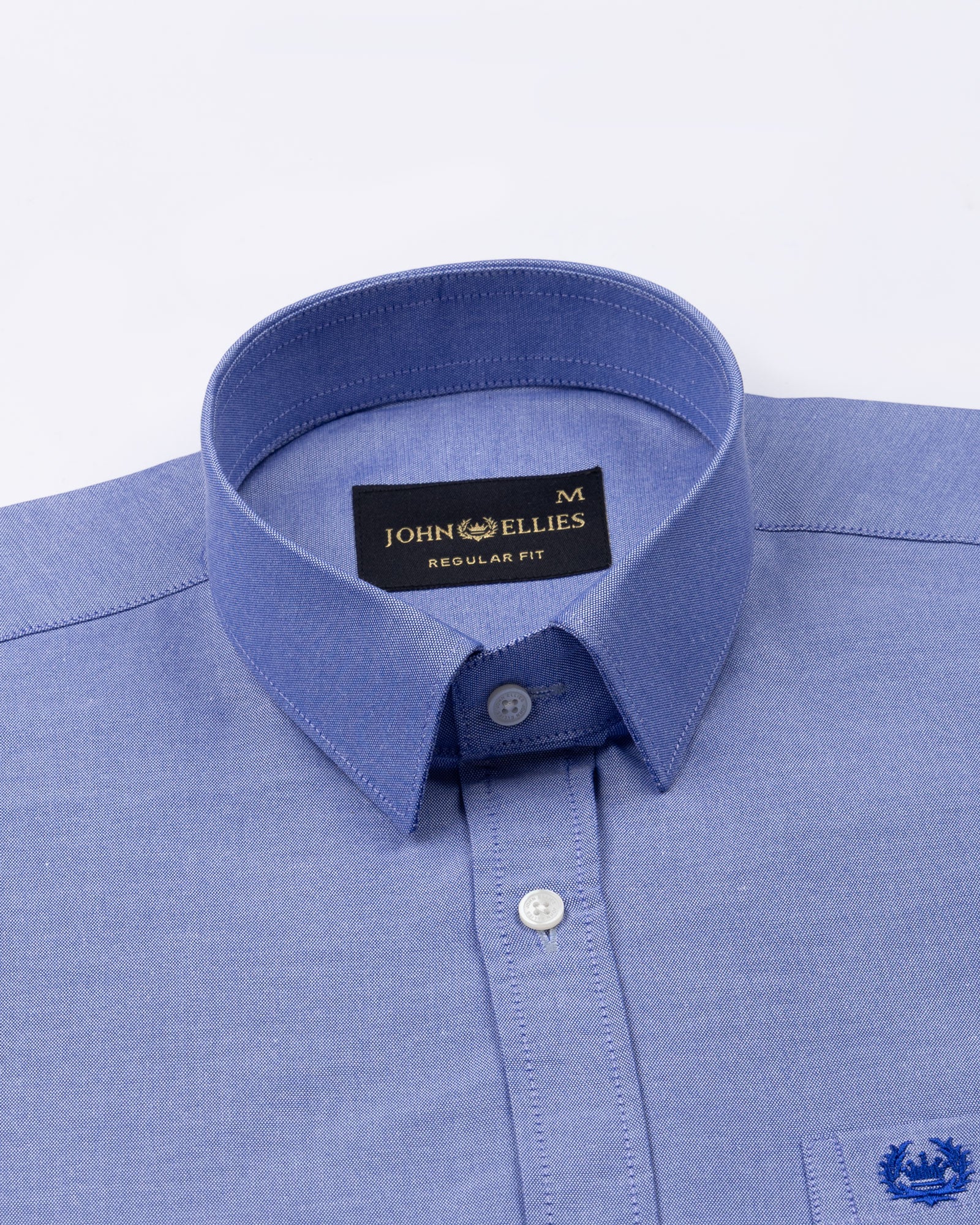 Vicenza Blue Plain Oxford Cotton Shirt - John Ellies