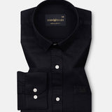 Vicenza Black Plain Oxford Cotton Shirt - John Ellies