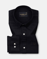 Vicenza Black Plain Oxford Cotton Shirt
