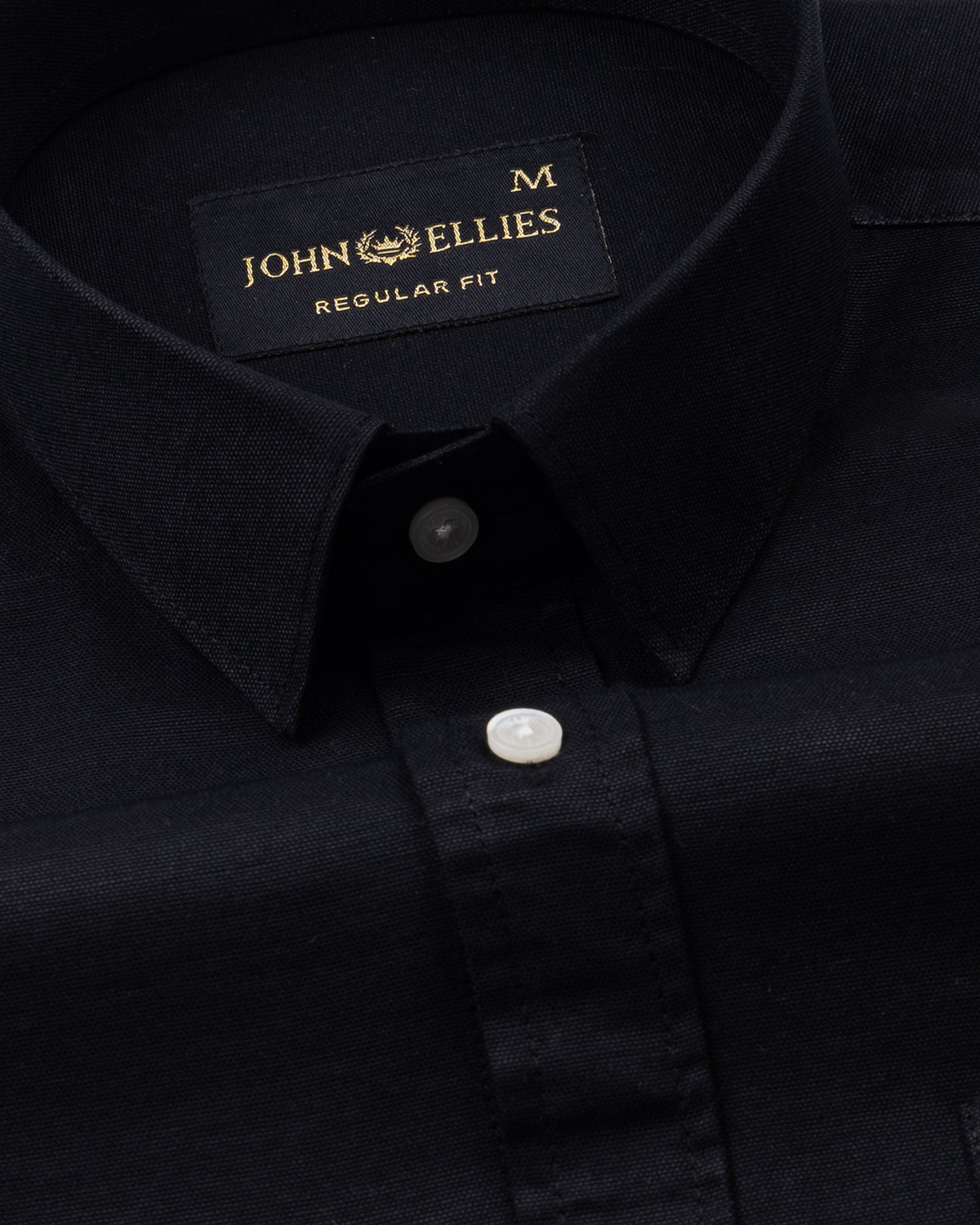 Vicenza Black Plain Oxford Cotton Shirt - John Ellies