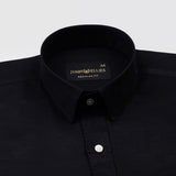 Vicenza Black Plain Oxford Cotton Shirt - John Ellies