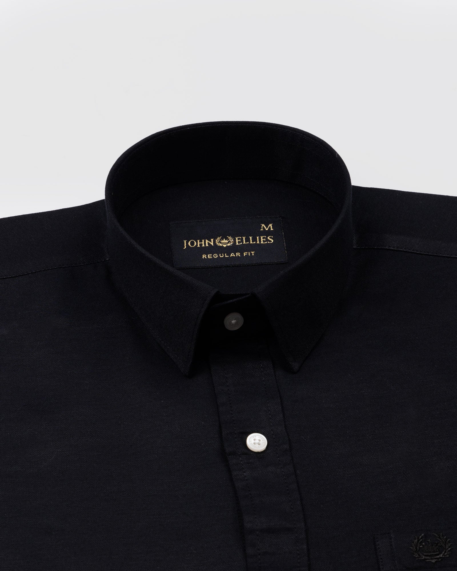 Vicenza Black Plain Oxford Cotton Shirt - John Ellies