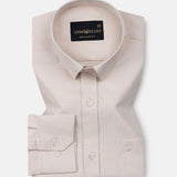 Vicenza Cream Plain Oxford Cotton Shirt - John Ellies