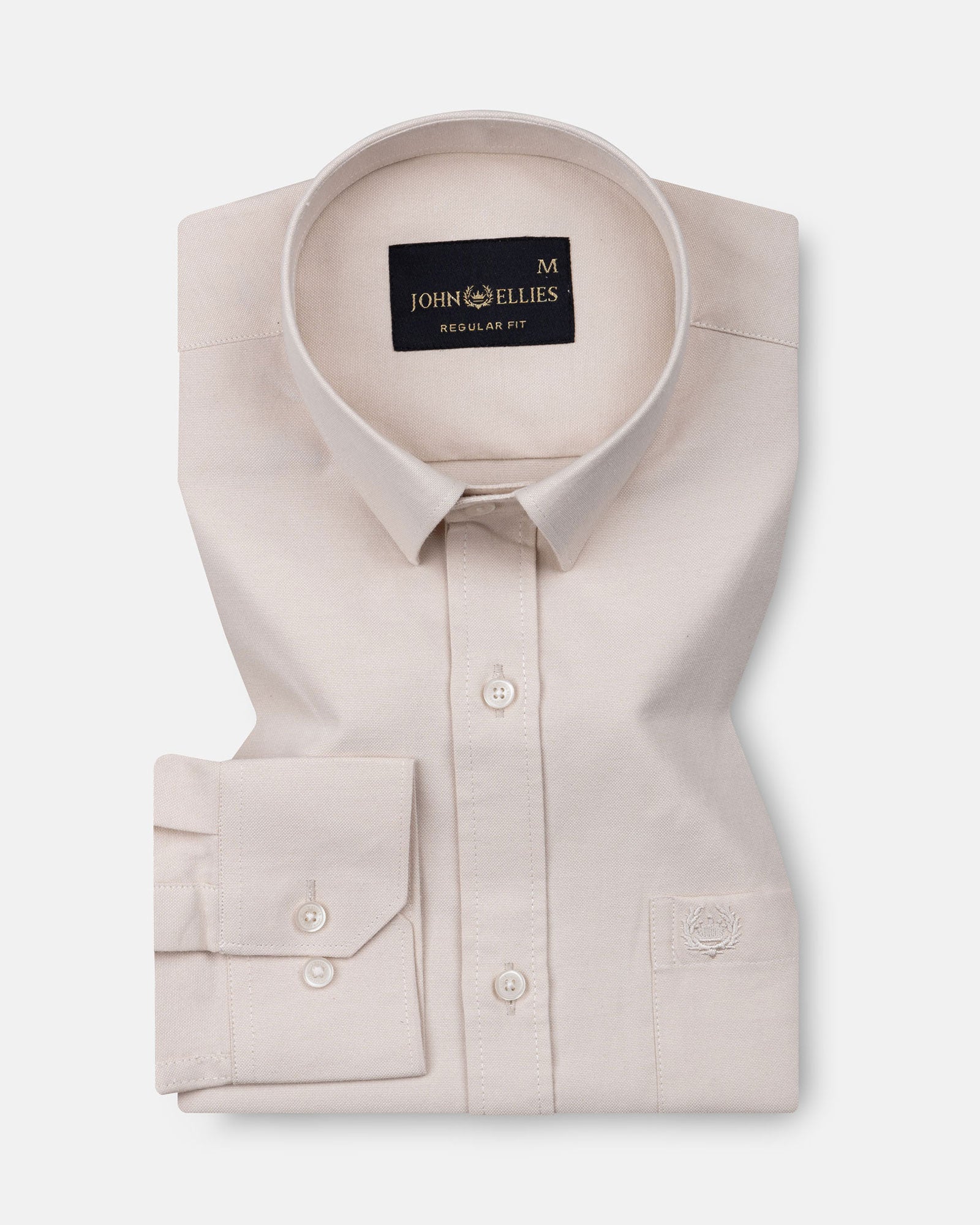 Vicenza Cream Plain Oxford Cotton Shirt - John Ellies